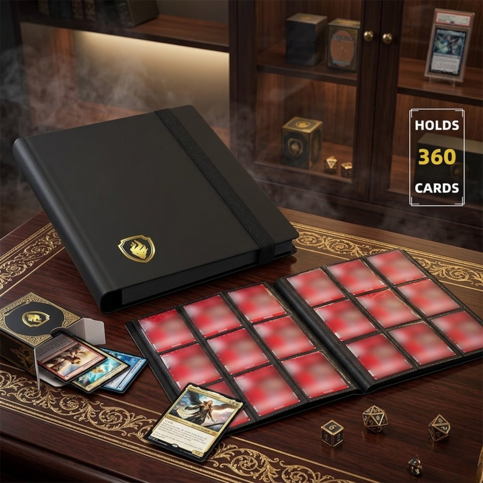 Premium Trading Card Binder - 360 Side-Loading Pocket Album for TCG, 9-Pocket Trading Card Folder with Secure Elastic Strap, Protective Card Holder for Pokémon, Yu-Gi-Oh, Sports Cards