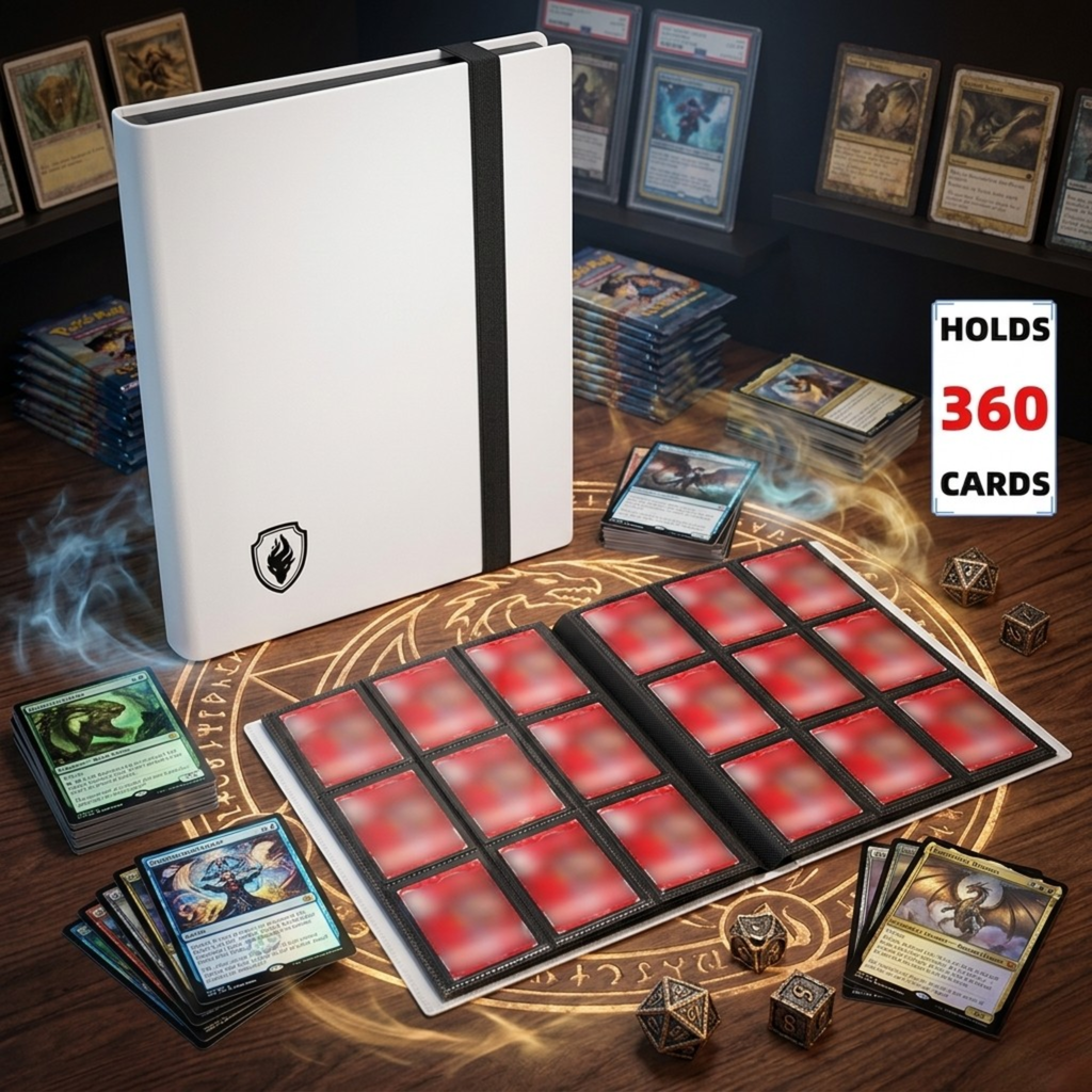 Premium Trading Card Binder - 360 Side-Loading Pocket Album for TCG, 9-Pocket Trading Card Folder with Secure Elastic Strap, Protective Card Holder for Pokémon, Yu-Gi-Oh, Sports Cards