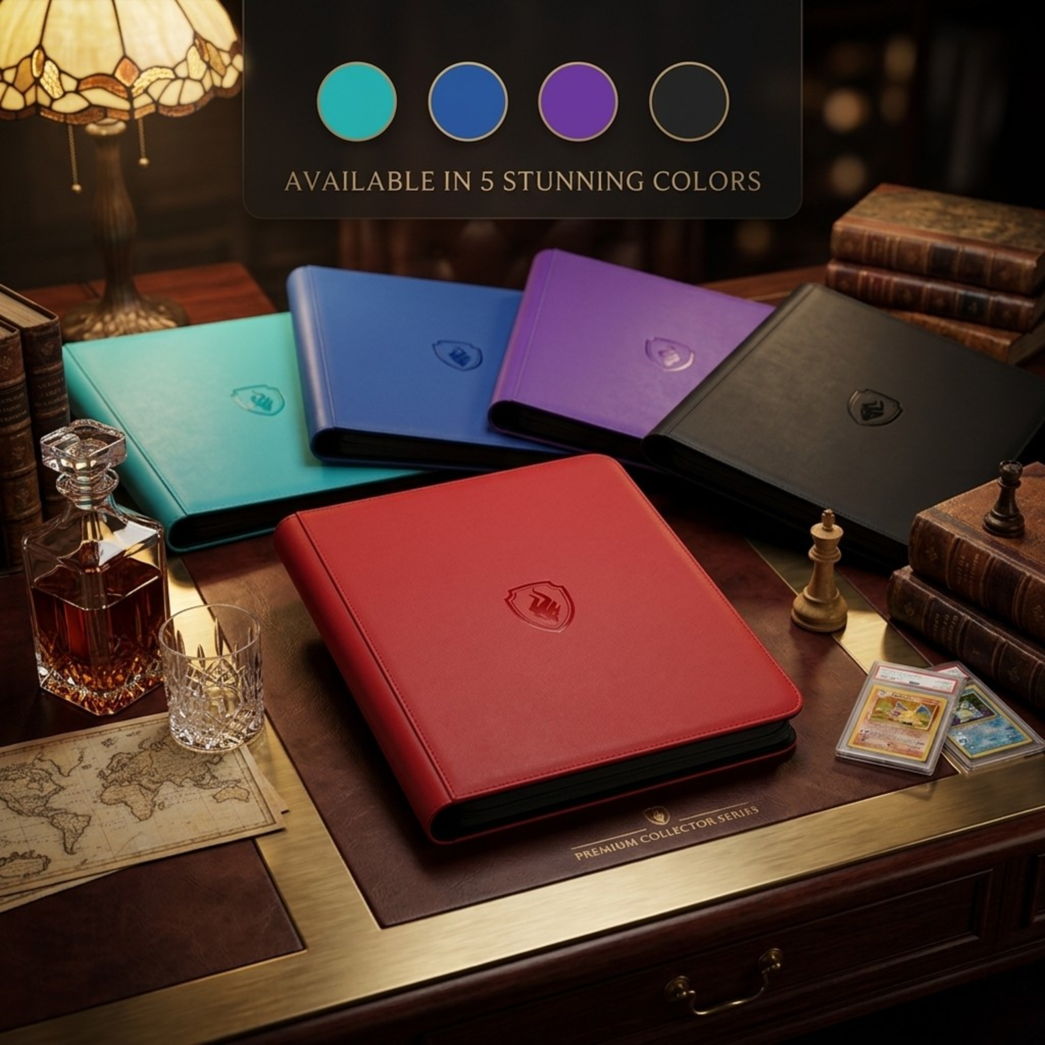 Premium Leather Card Binder with Zipper | 12-Pocket Album Holds 480 Cards for TCG, Pokémon & Sports