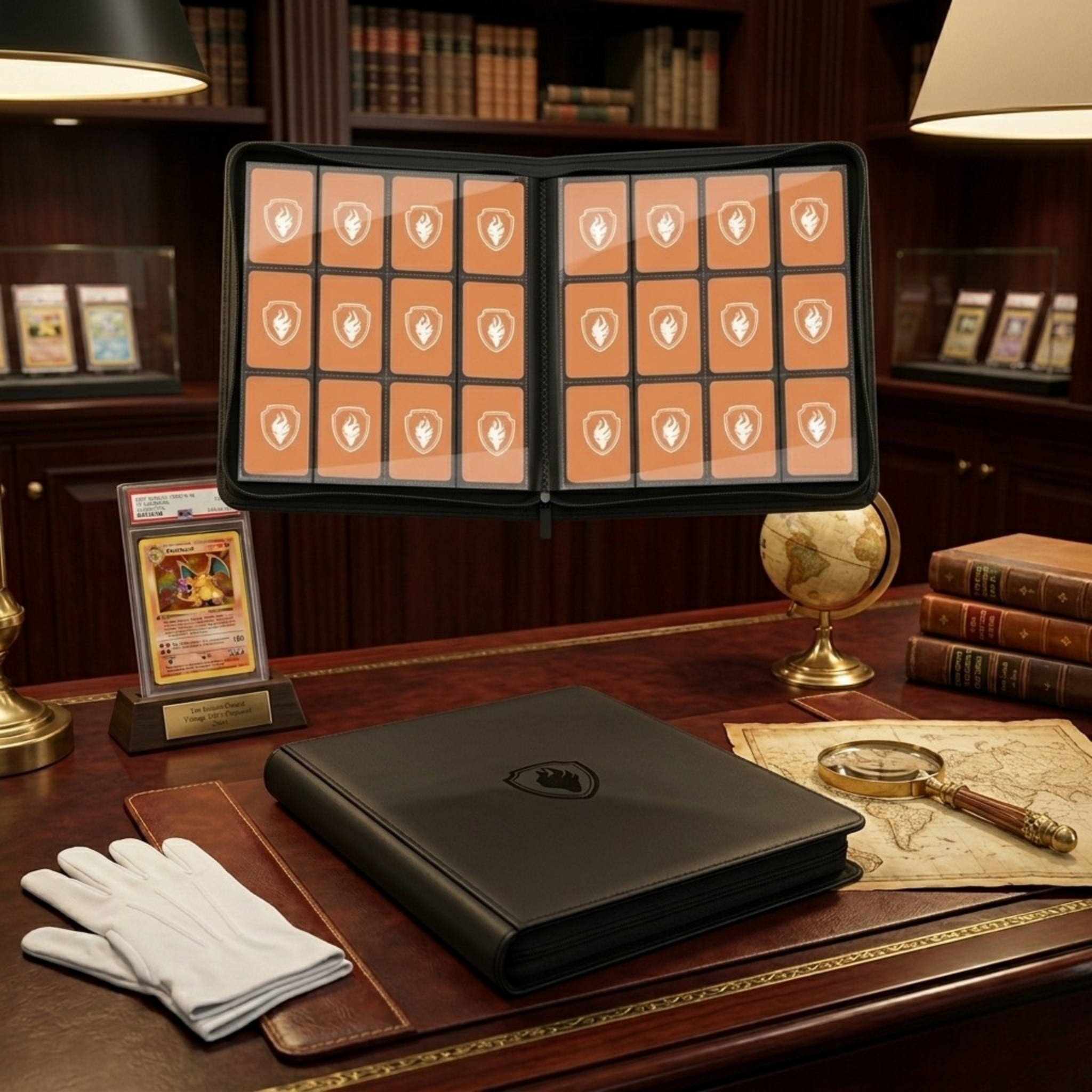 Premium Leather Card Binder with Zipper | 12-Pocket Album Holds 480 Cards for TCG, Pokémon & Sports