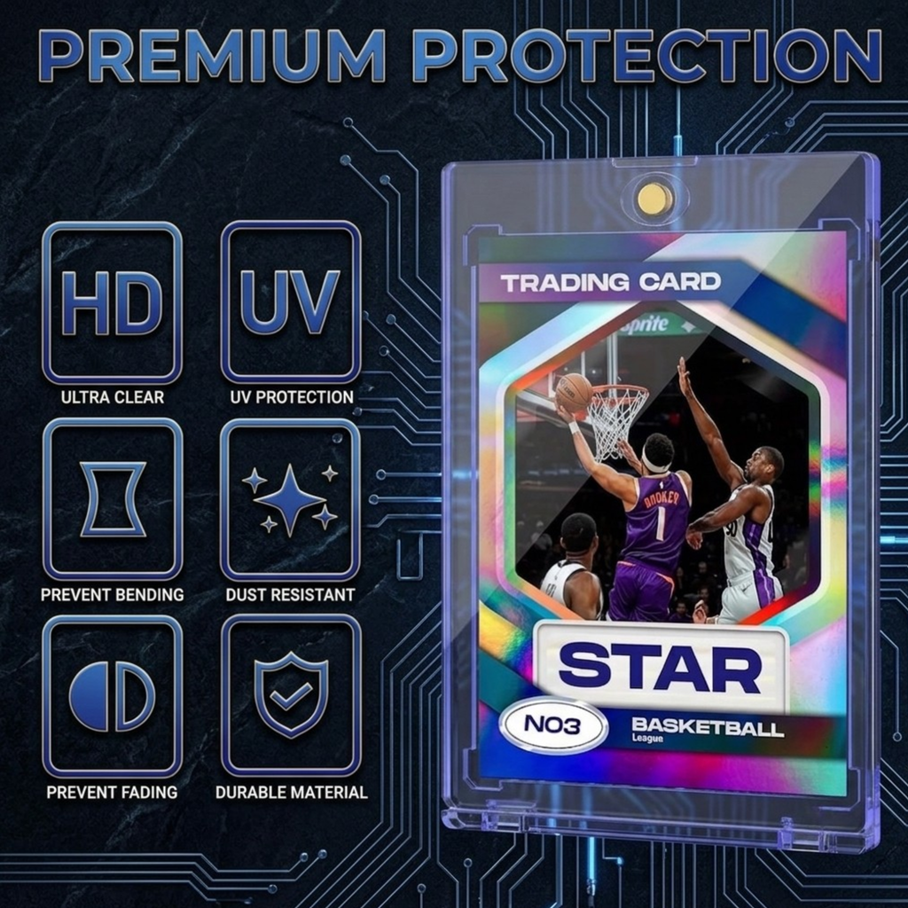 Magnetic Card Holder 35PT - 1-20 Pack, One-Touch UV Protection Case, Hard Plastic Protector for Trading Cards, Baseball, Pokémon, TCG - Ultra Clear