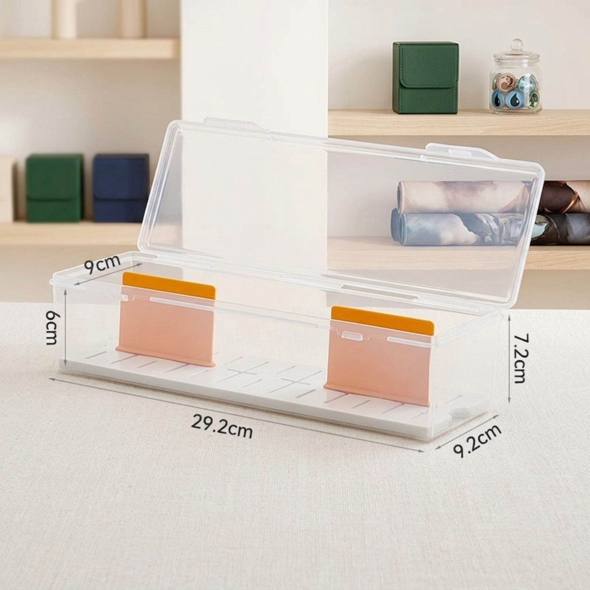 Premium TCG Storage Box: Clear Plastic Organizer Holds 550+ Game Cards with Adjustable Divider
