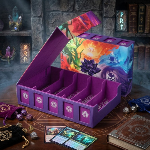 Large TCG Deck Box for 3900+ Cards – 5-Row Trading Card Organizer with Dice Tray and Commander Display Case, Premium Storage Solution