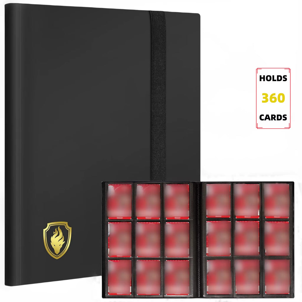 Premium Trading Card Binder - 360 Side-Loading Pocket Album for TCG, 9-Pocket Trading Card Folder with Secure Elastic Strap, Protective Card Holder for Pokémon, Yu-Gi-Oh, Sports Cards