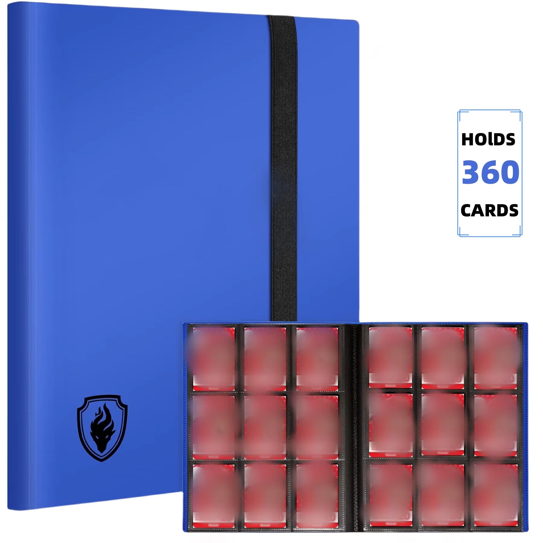 Premium Trading Card Binder - 360 Side-Loading Pocket Album for TCG, 9-Pocket Trading Card Folder with Secure Elastic Strap, Protective Card Holder for Pokémon, Yu-Gi-Oh, Sports Cards